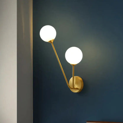 Brass Opaline Wall Light with dual globe bulbs and wall mount on Tampa Home & Garden Store