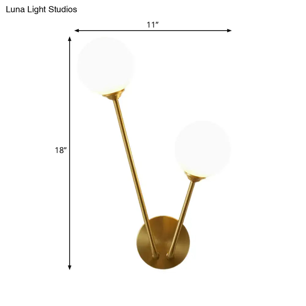 Brass opaline wall light sconce with dual arms and glass globes by Decorbites on Tampa Home & Garden Store