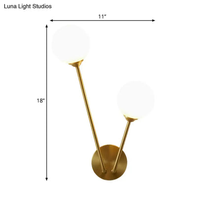 Brass opaline wall light sconce with dual arms and glass globes by Decorbites on Tampa Home & Garden Store