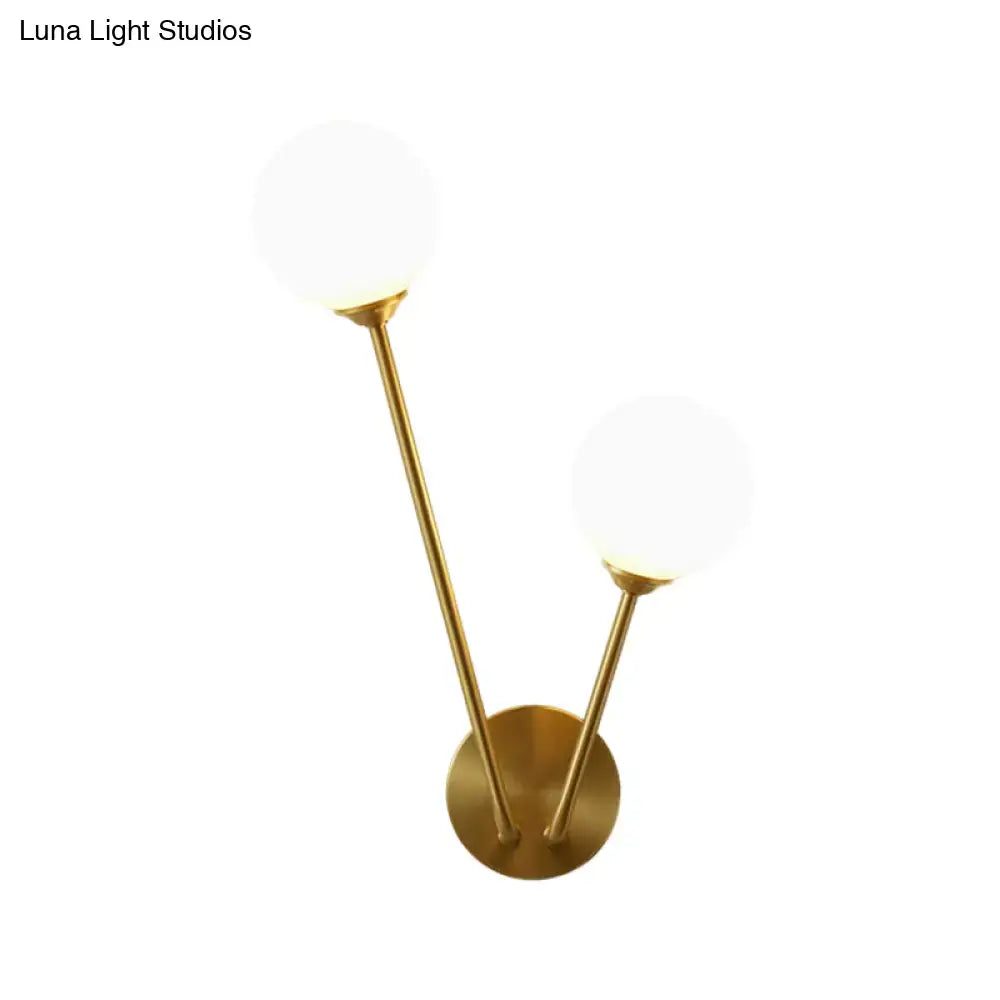 Brass Opaline Wall Light dual-arm sconce by Decorbites with frosted glass globes on Tampa Home & Garden Store