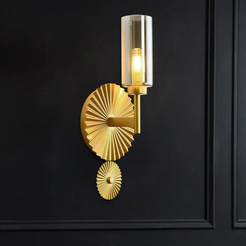 Brass Scalloped Amber Glass Sconce wall mount with sunburst discs by Decorbites on Tampa Home & Garden Store