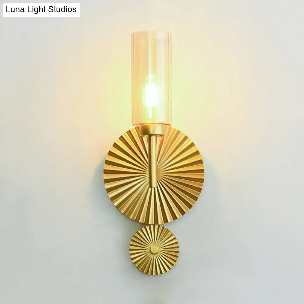 Brass scalloped amber glass sconce wall light with sunburst backplate by Decorbites on Tampa Home & Garden Store