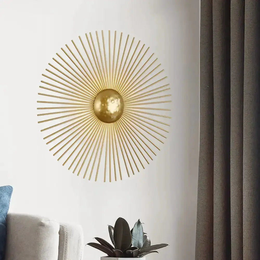 Mid century brass sunburst sconce wall light with radiating rods and brass center dome Decorbites on Tampa Home & Garden Store