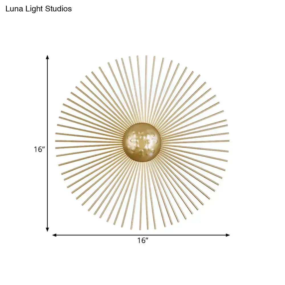 Mid century brass sunburst sconce wall light with radial spokes, 16-inch diameter on Tampa Home & Garden Store