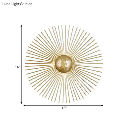 Mid century brass sunburst sconce wall light with radial spokes, 16-inch diameter on Tampa Home & Garden Store