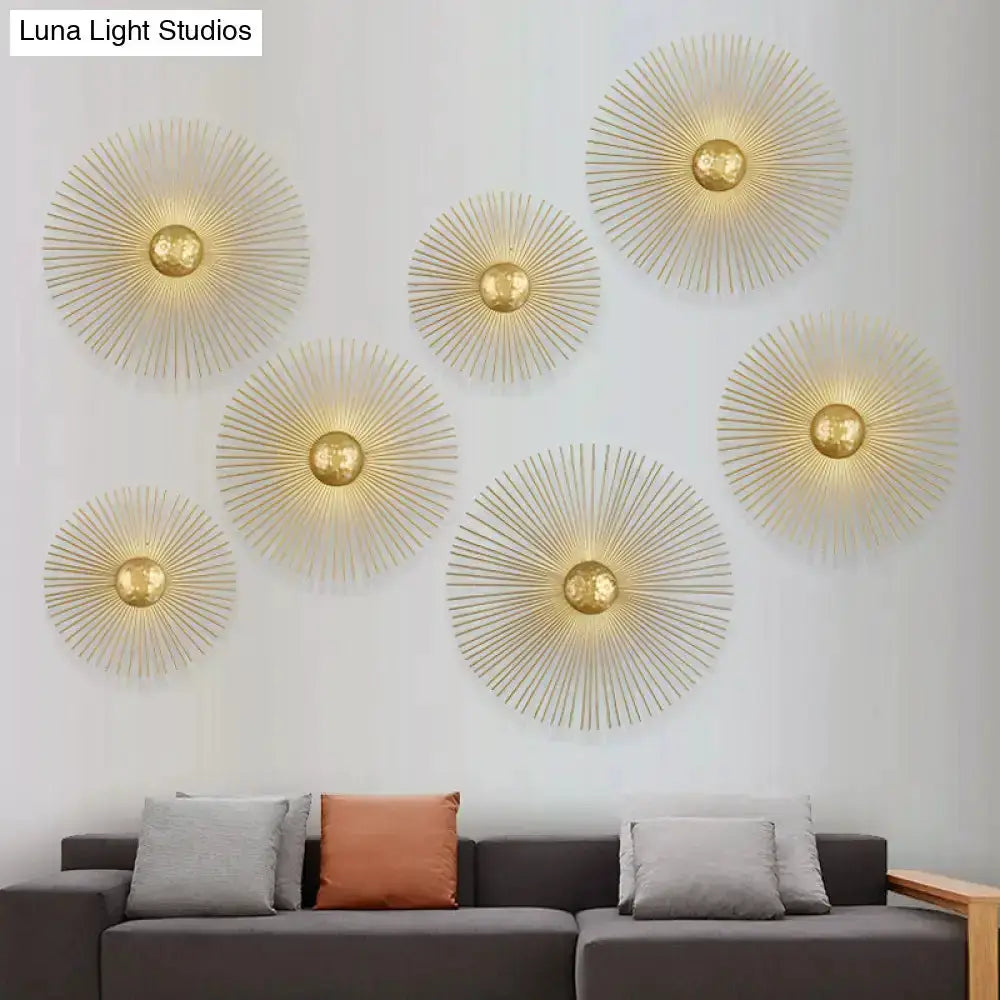 Mid-century brass sunburst sconce light set of seven by Decorbites for living room decor on Tampa Home & Garden Store