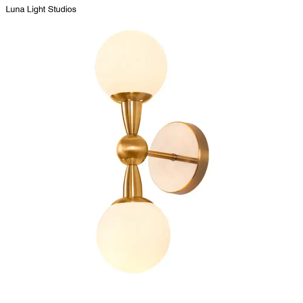 Brass Opal Glass Orb Wall Sconce by Decorbites, dual globe brass wall light on Tampa Home & Garden Store
