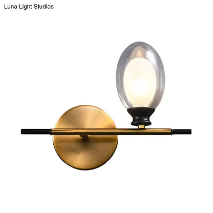 Mid Century Gold and Black Wall Lamp Amber Shade
