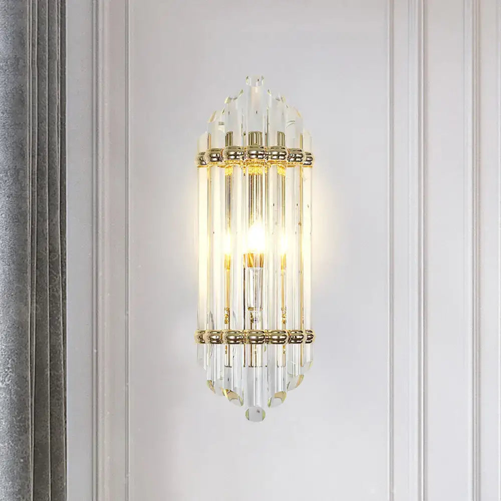 Gold Crystal Pipe Sconce by Decorbites, crystal rods and gold bands, wall-mounted lighting on Tampa Home & Garden Store