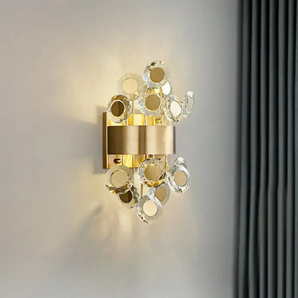 Gold Crystal Integrated LED Wall Light wall sconce with gold finish and crystal discs on Tampa Home & Garden Store