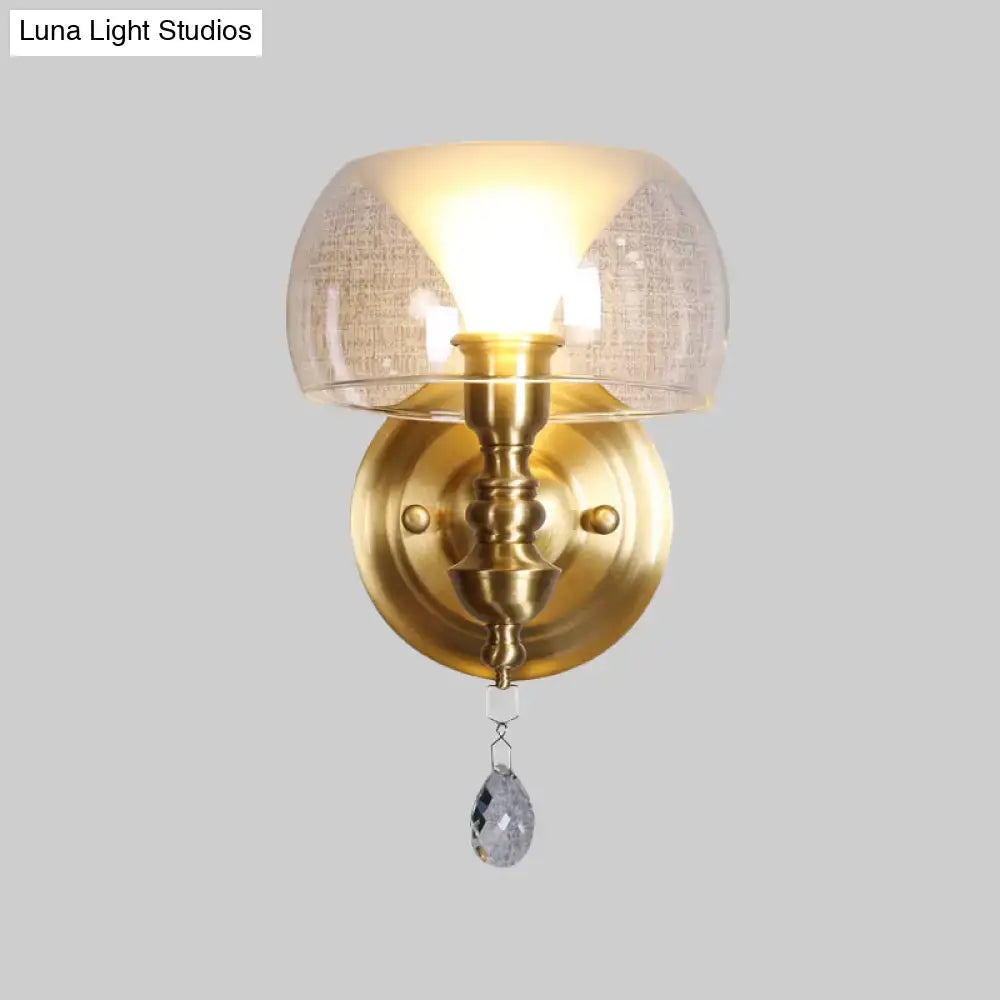 Gold Glass Crystal Sconce with shade and crystal drop Decorbites on Tampa Home & Garden Store