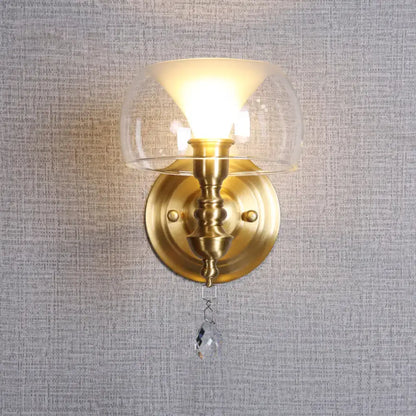 Gold Glass Crystal Sconce with clear globe shade Decorbites wall light on Tampa Home & Garden Store
