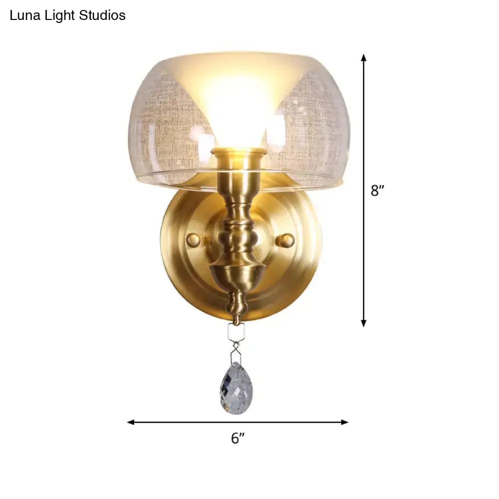 Gold glass crystal wall sconce with clear shade and hanging crystal pendant Decorbites on Tampa Home & Garden Store