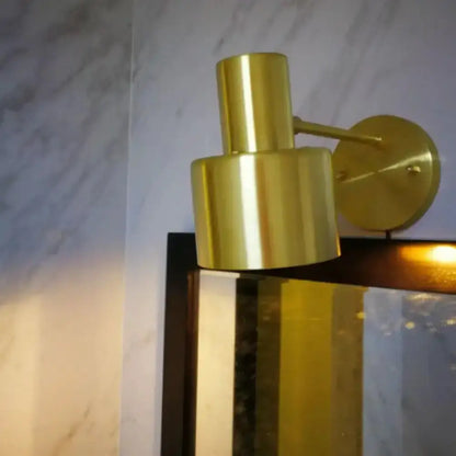 Mid-century gold metal cage wall sconce by Decorbites for bedroom lighting on Tampa Home & Garden Store