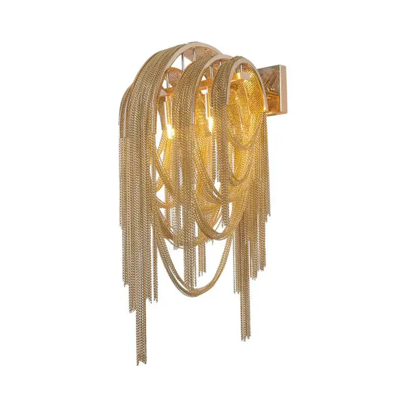 Mid Century Gold and Silver Tassel Wall Lamp