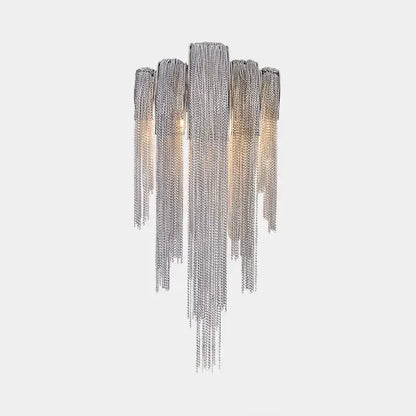 Mid Century Gold and Silver Tassel Wall Lamp