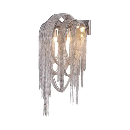 Mid Century Gold and Silver Tassel Wall Lamp