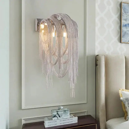 Mid Century Gold and Silver Tassel Wall Lamp