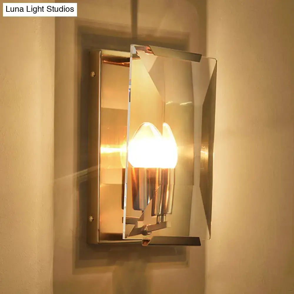 Gold crystal shield trapezoid wall sconce with mirrored facets by Decorbites on Tampa Home & Garden Store