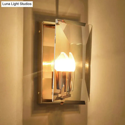 Gold crystal shield trapezoid wall sconce with mirrored facets by Decorbites on Tampa Home & Garden Store