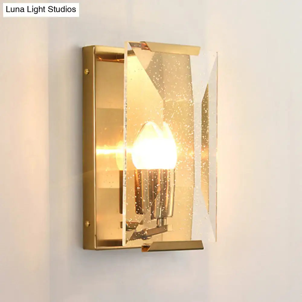 Gold Crystal Shield Trapezoid Sconce with brass finish and clear glass panels Decorbites on Tampa Home & Garden Store