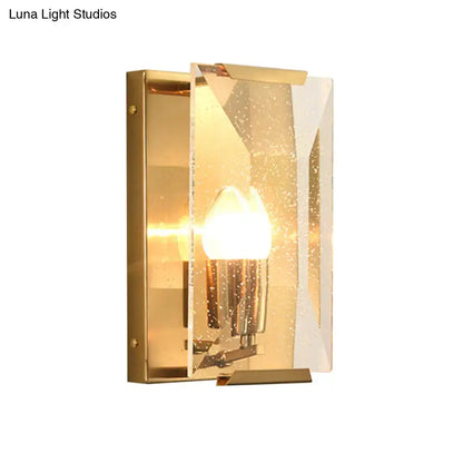 Gold Crystal Shield Trapezoid Sconce by Decorbites with crystal shield and exposed bulb on Tampa Home & Garden Store