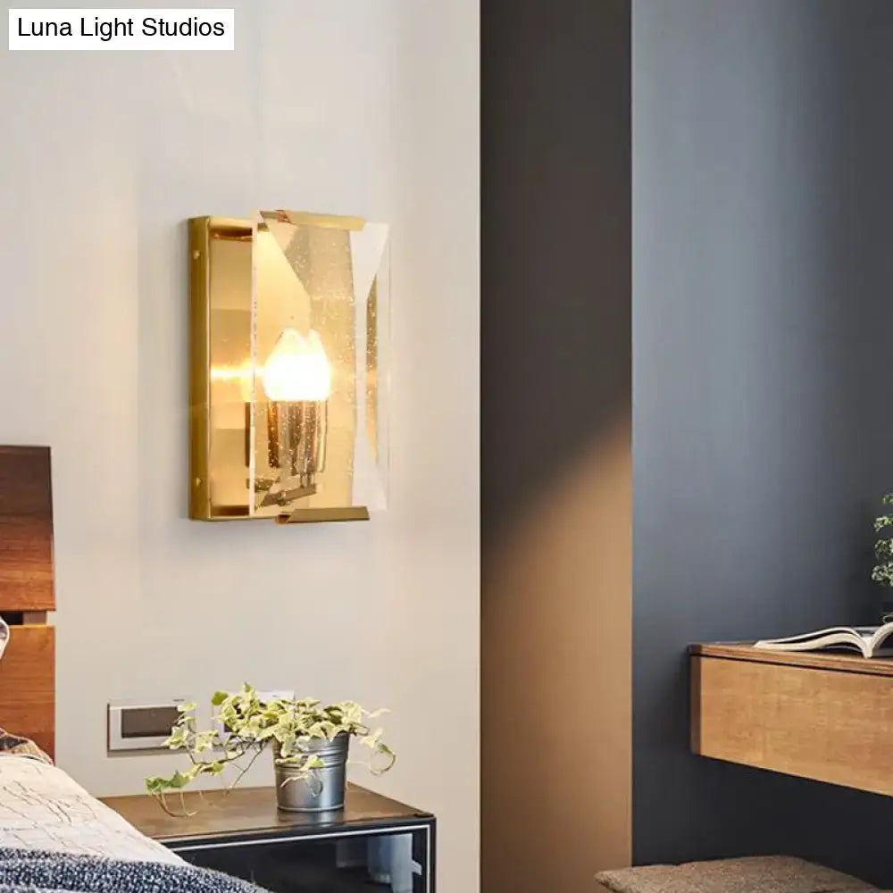 Gold Crystal Shield Trapezoid Sconce by Decorbites with glass panels, wall-mounted on Tampa Home & Garden Store