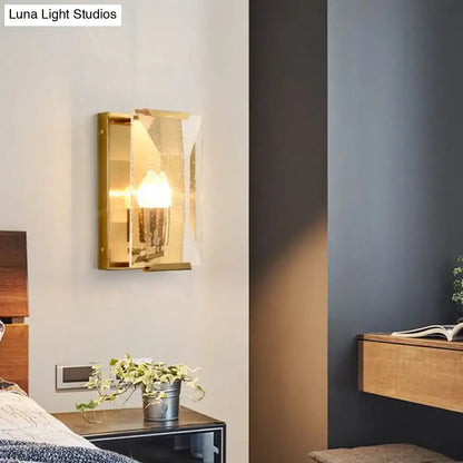 Gold Crystal Shield Trapezoid Sconce by Decorbites with glass panels, wall-mounted on Tampa Home & Garden Store
