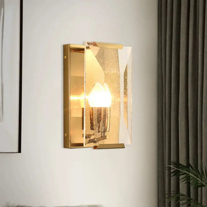 Gold Crystal Shield Trapezoid Sconce wall light by Decorbites with mirrored crystal panels on Tampa Home & Garden Store