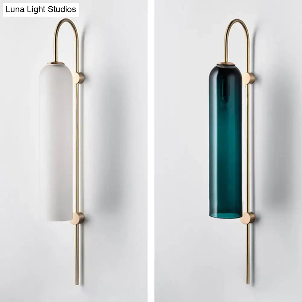 Brass gooseneck wall sconces with glass shades in white and teal finishes Decorbites on Tampa Home & Garden Store