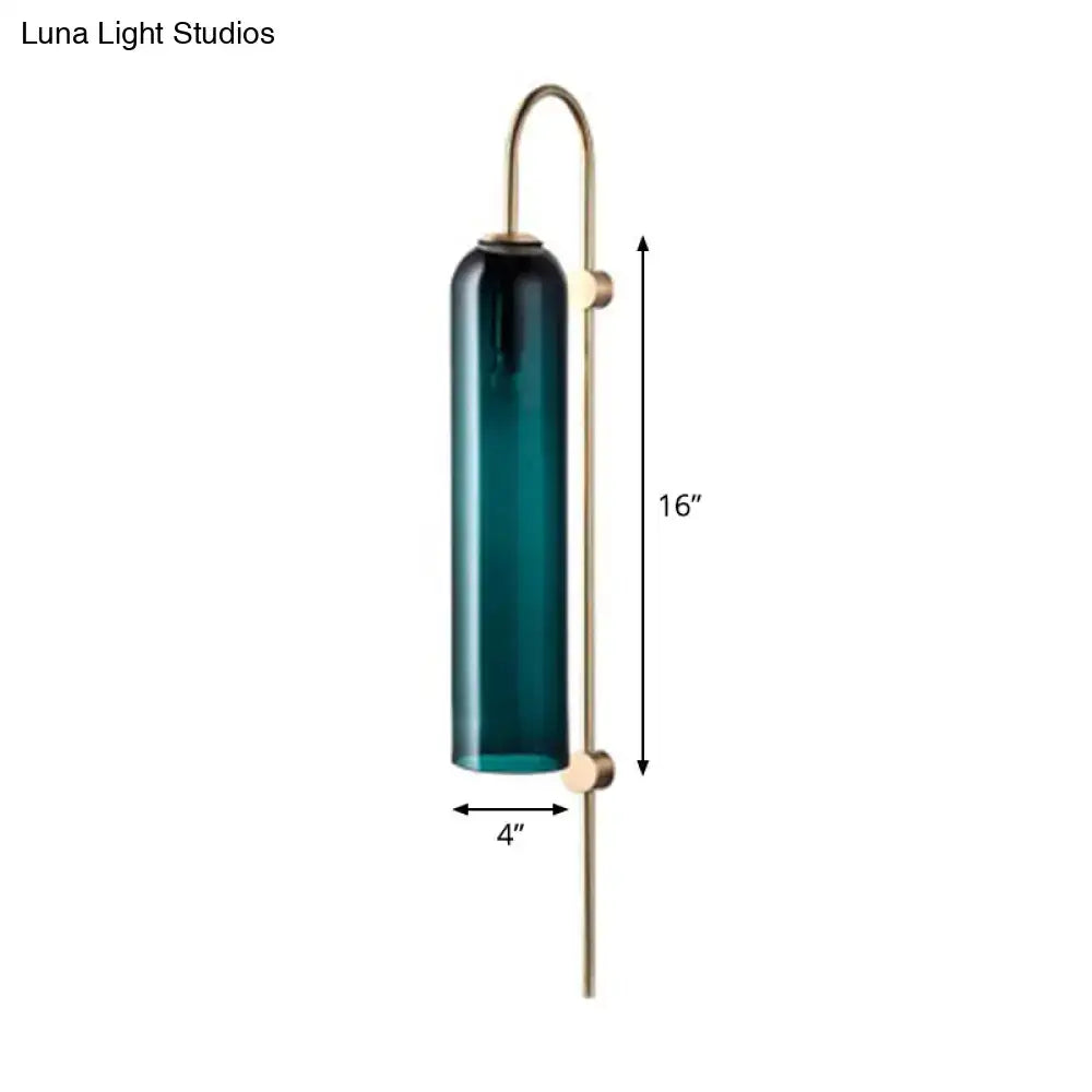 Brass teal glass gooseneck wall sconce by Decorbites 16in tall on Tampa Home & Garden Store