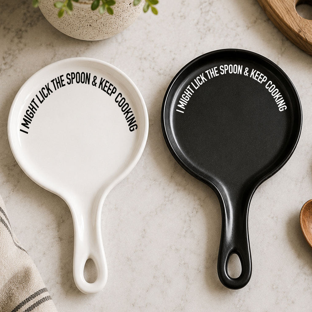 Gia Roma Lick the Spoon & Cook spoon rests set of two in white and black ceramic on Tampa Home & Garden Store