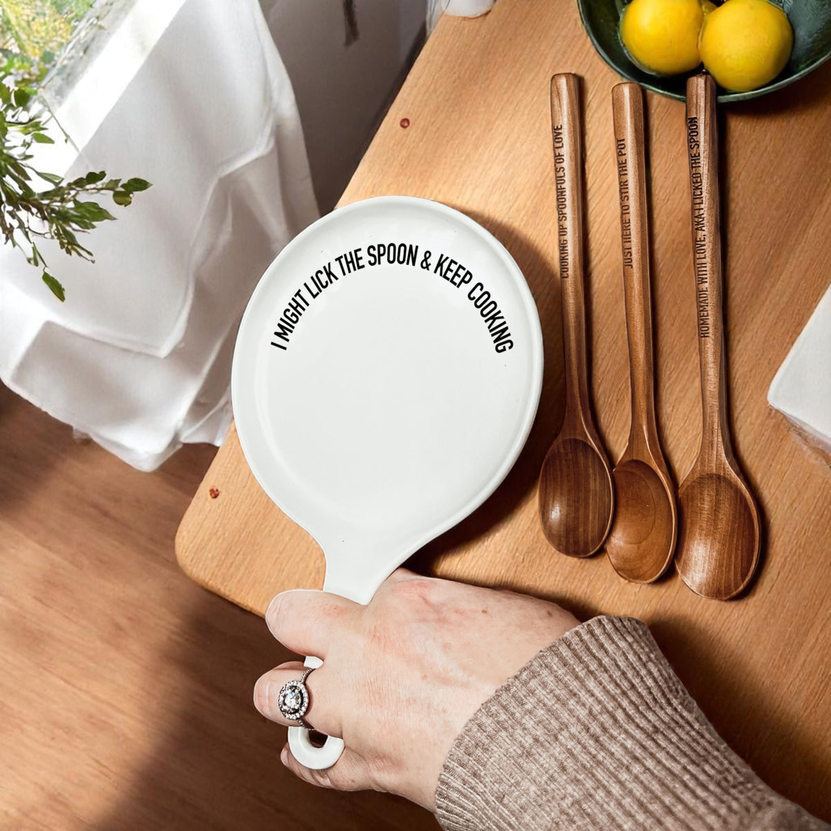 Lick the Spoon & Cook spoon rest Gia Roma black text I might lick the spoon & keep cooking on Tampa Home & Garden Store