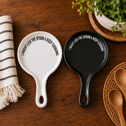 Spoon rests Lick the Spoon & Cook by Gia Roma, white-black two-pack, on Tampa Home & Garden Store
