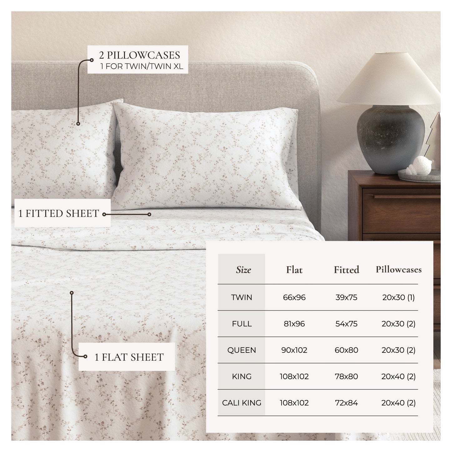 Turkish Cotton Flannel Sheet Set and Floral