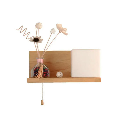 Milk Glass Cube Sconce with white cube on a wooden shelf and decorative vase Decorbites on Tampa Home & Garden Store
