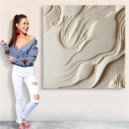 Canvas Print Milk Valley by Tailored Canvases; beige textured abstract swirls on canvas on Tampa Home & Garden Store