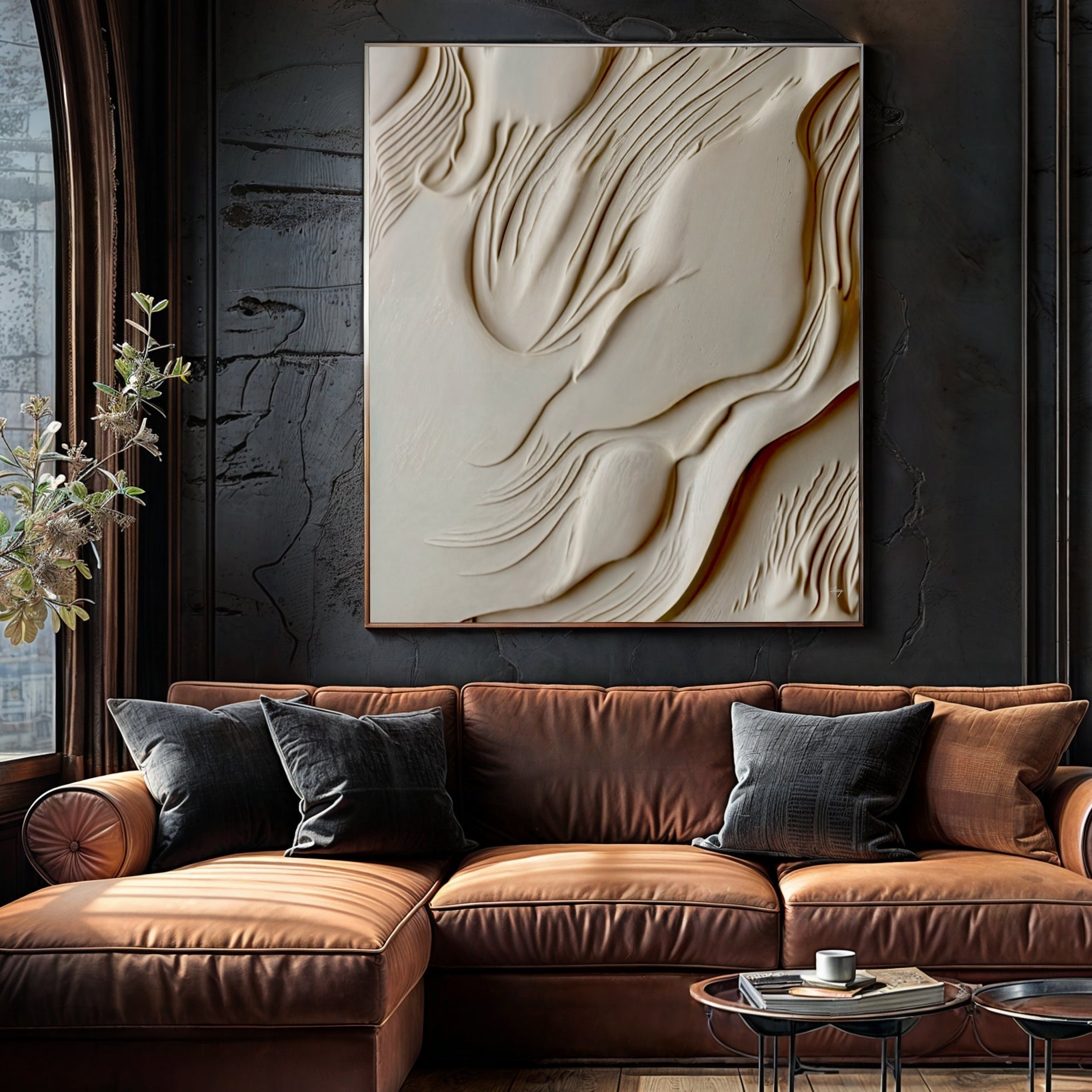 Canvas Print Milk Valley by Tailored Canvases; cream beige abstract textures on framed canvas on Tampa Home & Garden Store