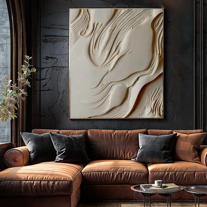 Canvas Print Milk Valley by Tailored Canvases; cream beige abstract textures on framed canvas on Tampa Home & Garden Store