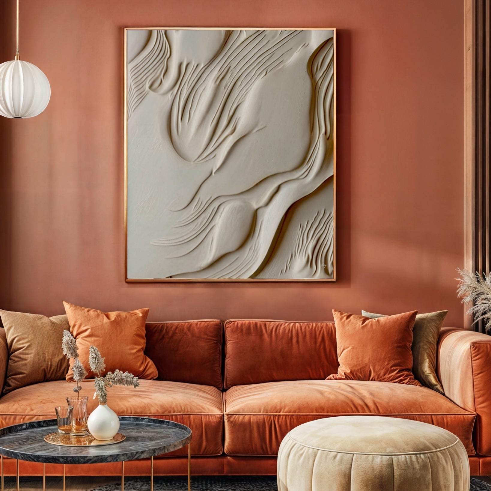 Canvas print Milk Valley by Tailored Canvases, cream abstract textures in a light wood frame on Tampa Home & Garden Store