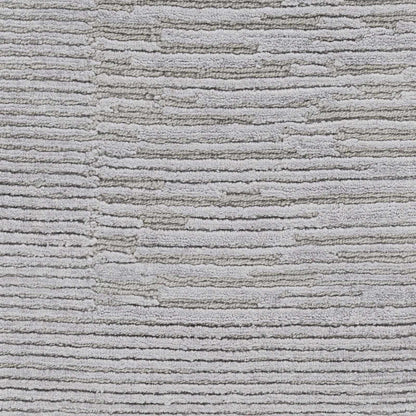 Mardi Silver Premium Wool & Silk Area Rug in soft gray with stripe texture on Tampa Home & Garden Store