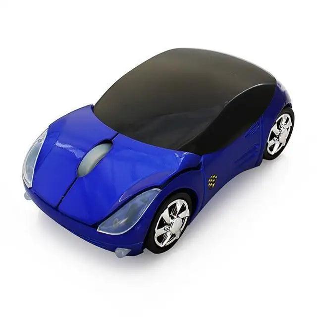 Stevvex blue car-shaped wireless mouse with USB receiver, 1600 DPI for laptop on Tampa Home & Garden Store