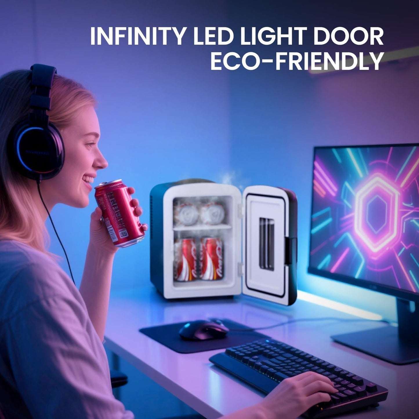 Mini refrigerador compacto con luz para juegos F3404L 