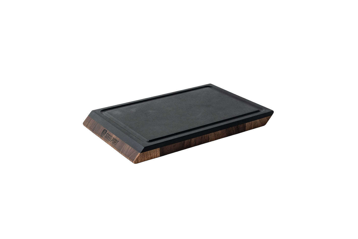 SteelCore 2-in-1 Walnut Cutting Board with black top and walnut base by STEELPORT Knife Co on Tampa Home & Garden Store