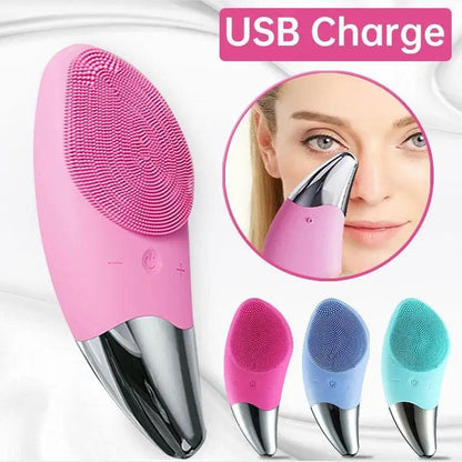 Stevvex mini facial cleansing brush 4color set pink blue purple teal silicone bristles on Tampa Home & Garden Store
