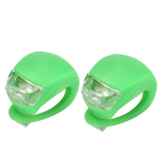 Waterproof Silicone Bike Front and Rear Lights green Stevvex pair on Tampa Home & Garden Store