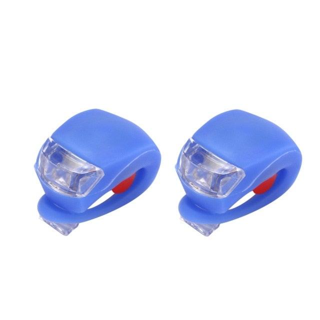 Waterproof silicone bike front & rear lights by Stevvex, blue housing, pair, ST90SP5555AET on Tampa Home & Garden Store