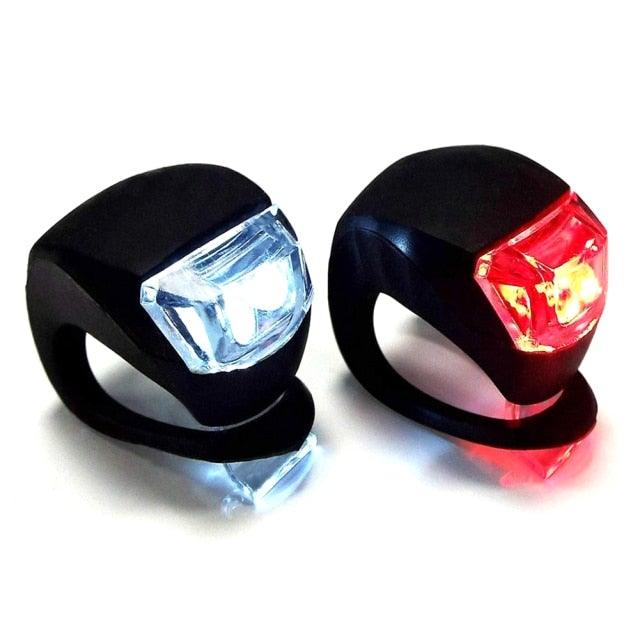 Stevvex waterproof silicone bike lights pair with front white LED and rear red LED on Tampa Home & Garden Store