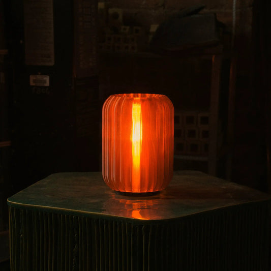 Mini Allium Lamp cordless compact orange ribbed glass table lamp by Wooj Design on Tampa Home & Garden Store