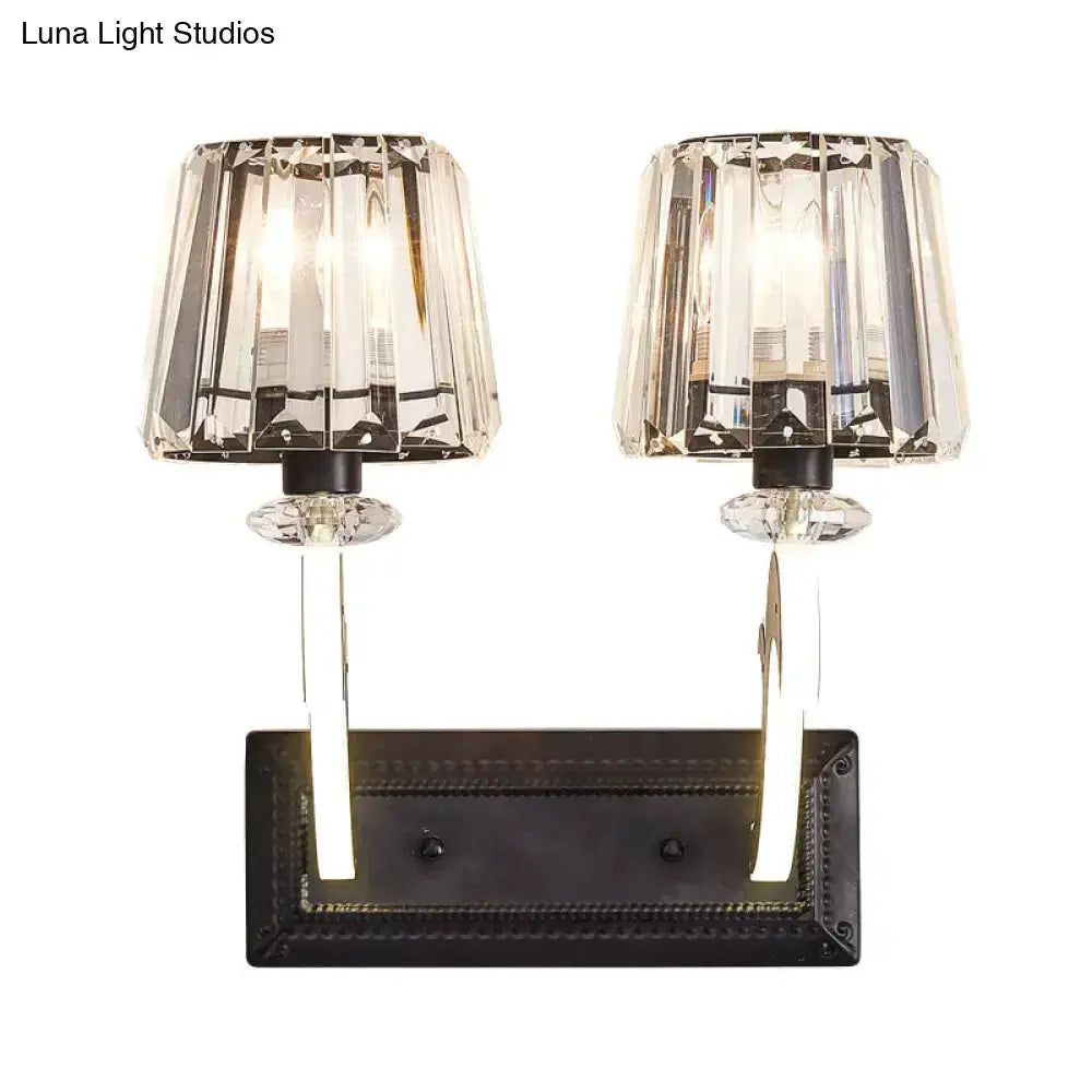 Minimal Black Crystal Wall Lamp With Cone Shade